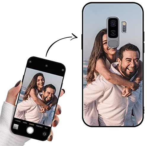 Yoedge Personalisierte Handyhülle für Samsung Galaxy S9 Plus Hülle Selbst Gestalten Eigenem Foto Bild Text Personalisiert Case Individuelle Geschenk Schutzhülle Schwarz Cover für Samsung S9 Plus 6,2
