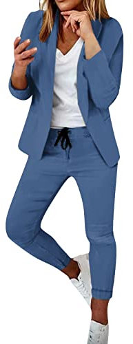 2 Pezzi da Tuta da Donna Elegante Business Suit Set Completo da Donne a Maniche Lunghe Ufficio e Lavoro Tailleur con Pantaloni Blazer Top Giacche da Abito Set Tailleur Pantalone Blazer