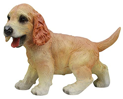 MBROS Garten-Hundestatuen, Simulation Cocker Spaniel-Skulptur, wasserfeste Welpen-Figuren für den Außenbereich, Dekoration für Terrasse, Rasen, Hof, Ornamente, Orange