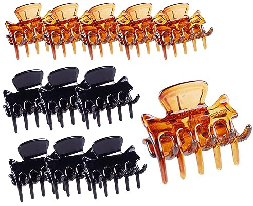 LYQNIHOB 12 Stück kleine Kunststoff-Haarklammern für Damen - mittlere Größe - perfekte Haarstyling-Accessoires - Haarspangen-Set - Kaffee Schwarz Mini-Haarclips