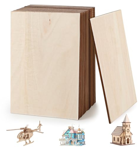 DBREAKS 20 Piezas 3MM Planchas de Madera Contrachapada Finas, Hojas de Madera de Balsa Contrachapada en Blanco para Artesanía y Pintura para manualidades de modelismo DIY, 15 x 10cm