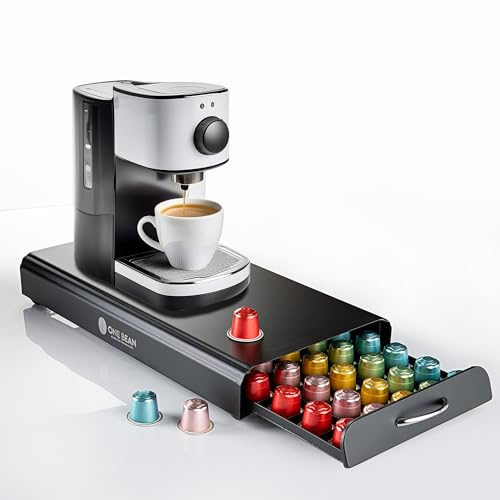 Porte Capsules One Bean Tiroirs à Capsules de café Organisateur Support à capsules à café 50 Pcs,Tiroir en maille de Plateau Rangement Stockag e Pour Machine à Café de Dosettes de Café