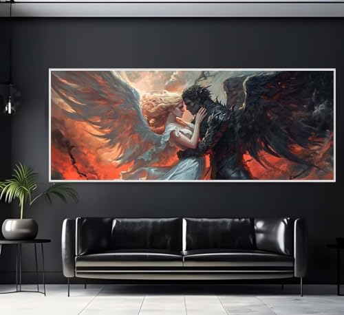 Diamond Painting Engel und Teufel Diamond Painting Erwachsene Groß xxl 250 X 90cm, DIY Malen Nach Zahlen Erwachsene 5D Diamant Painting Bilder Kinder Crystal Arts für Wand Deko Aesthetic Geschenke-f37