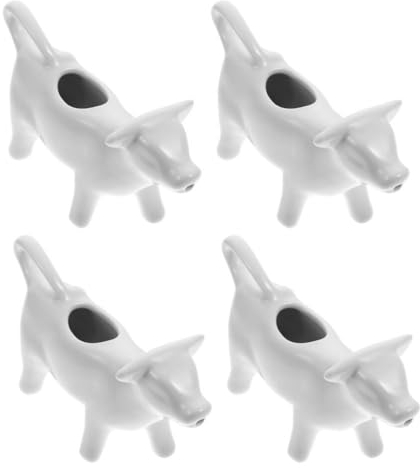 HOLIDYOYO 4 Pezzi Brocca Per Crema In Ceramica A Forma Di Mucca Brocca Per Caffè Latte Brocca Per Salsa 40Ml Brocca Per Latte Bianca Fine Porcellana Brocca Per Crema Brocca Per La Cucina