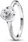 PANDORA Anello Moments con rosa, in argento Sterling con zirconia cubica trasparente, 50