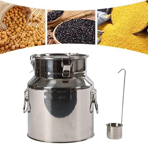 Jarra de leche de acero inoxidable 201, hermética, para vino, leche, bidón de té, multifuncional, para almacenamiento, transporte con junta de silicona, cilindro, plata, 14 l