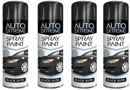 SDMAX All Purpose Black Satin Spray Paint, Satin Finish, Suitable for Wood, Metal, Plastic, and, Glass Surfaces, Quick Spraying, Interior and Exterior Usage, 250ML (4 Pcs)