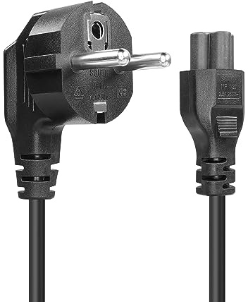 Câble d'alimentation en trèfle IEC 320 C5 Femelle vers fiche F CEE 7/7 coudé à 90° 2,5 A Mickey Mouse 3 Broches Femelle pour Ordinateur Portable, Scanner, imprimante (Noir, 1 mm² /3 M)