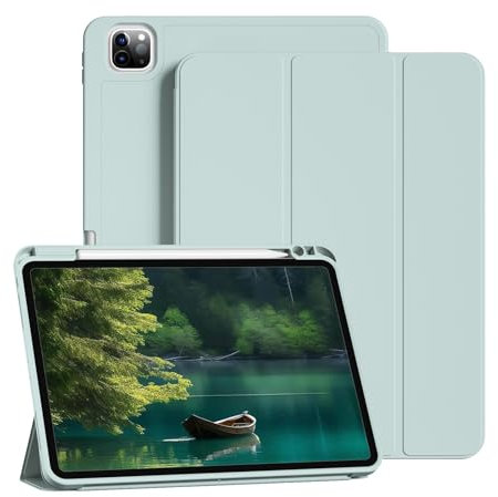 KVTVOU Funda para iPad Pro de 11 pulgadas con soporte para bolígrafo, soporte trifold, parte trasera de TPU suave, funda portátil para iPad Pro de 11 pulgadas 4ª/3ª/2ª generación 2022/2021/2020, auto