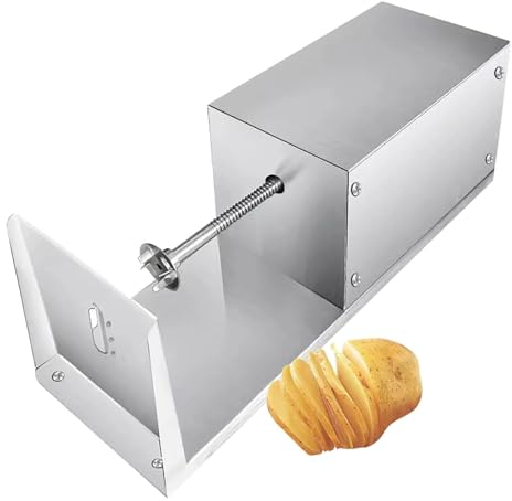 Automatic Tornado Potatoes Spiral Cutter, Stainless Steel Twisted Potato Slicer, Spiral Vegetable Cutter French Fry with Spare Blade, for Kitchen Home Commercial