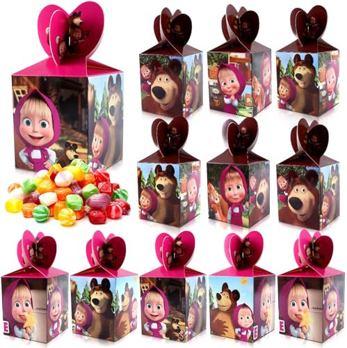12 Pcs Sacchetti Festa Masha, Masha Sacchetti,Sacchetti Masha Compleanno, Sacchetti Caramelle Masha, Sacchettini Compleanno Bambini Masha, Sacchetti Regalo Masha