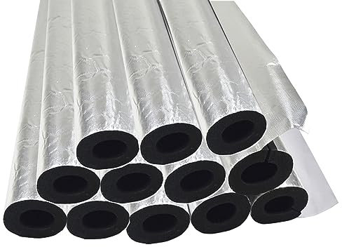 12 pièces Calorifugeage de La Tuyauterie, Anti-Gel D'extérieur Tube D'isolation, Coquille D'isolation Auto-adhésive pour La Protection Des Tuyaux Usine, Longueur 40 cm(ID 43.0 mm)