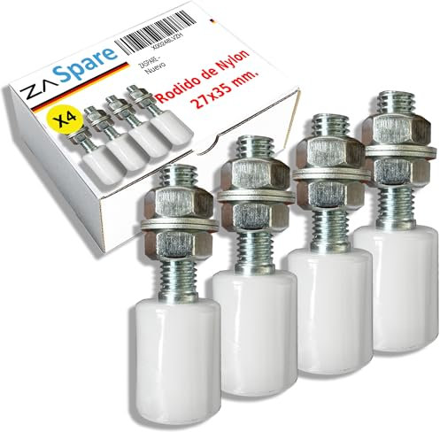 ZASPARE – Rodillos de Nylon para Puertas Correderas Ruedas Guia Industriales para Interior y Exterior Puertas de Garaje Portones Cintas Transportadoras (27X35 (PACK 4))