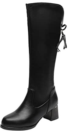 Generico Stivali Gomma Taglia 43 Togli Stivali Gomma Stivali con Lacci Stivali con Tacco alla Stivali Alti da Donna al Ginocchio Spesso con Stivali da Donna Stivali Pioggia Donna Stivali (Black, 40)
