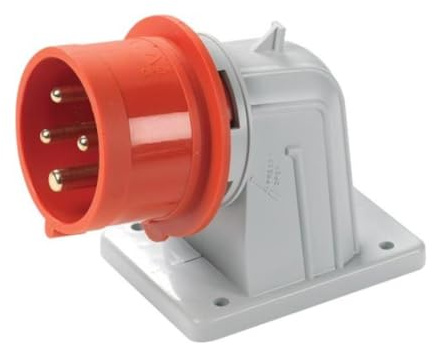 Prise murale industrielle 380 V 400 V 415 V, 4 pôles 3P+T, 16 A, IP54 - Rosi 1001015