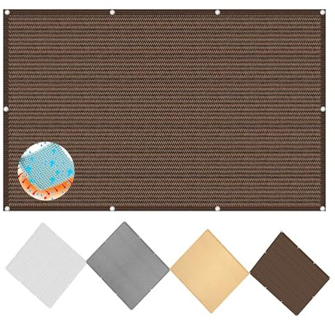 Sombrillas rectangulares marrones para jardín, 1,5 x 3,4 m, tela de polietileno de alta densidad transpirable, resistente a los rayos UV, protección solar para patios, techos, vallas, para privacidad