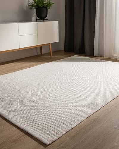 benuta Basic Tapis Coton Tissé à la Main Ron - Crème 160x230 cm - 100% Naturel - Style: Uni, Minimaliste - Entretien Facile pour Salon Chambre