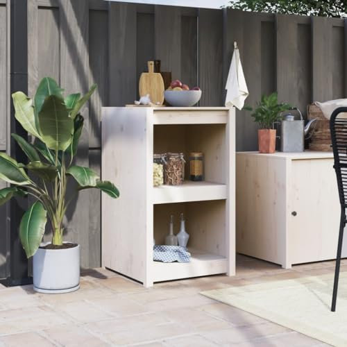 NQJIBUE Home Garden - Armario de cocina para exteriores, color blanco, 55 x 55 x 92 cm, madera maciza de pino