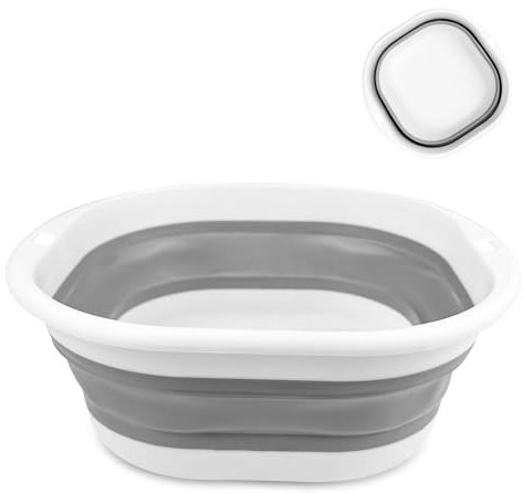 Chiluxendo Bassine Pliable, Bac de Lavage, Seau en Plastique, Sceau Retractable, Cuvette pour Ménage, Lavabo Pliable, Petite Bassine Bucket, pour Salle de Bains, Cuisine, Jardin, Camping, Gris