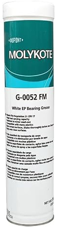 Molykote G-0052 FM White EP Lagerfett 380g, Mehrzweckfett für gelegentlichen Lebensmittelkontakt, Mechanisches Schmiermittel für Lager, Ketten, Zahnräder, Lebensmittelsicher, Hohe Tragfähigkeit, MO-ba