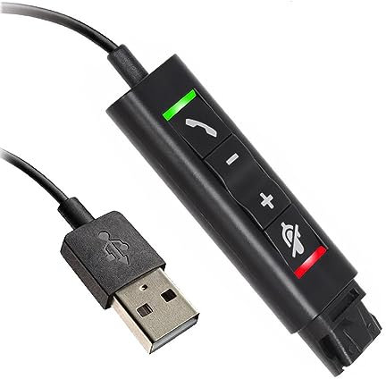 Headset Quick Disconnect Connector to USB Adapter With Volume Adjuster Mute For Volume Control 3 LED Indicators