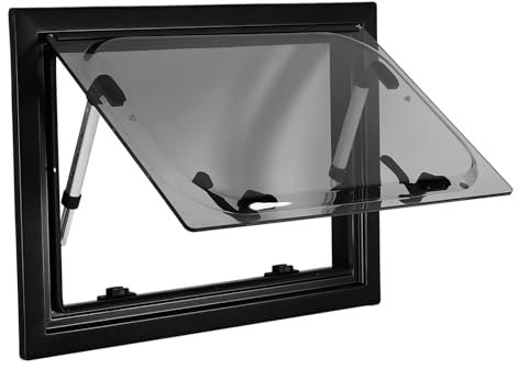 KIMISS Ventana con cremallera para, marco de aleación de aluminio de pintura negra, anillo de goma, doble capa de cristal acrílico, 3 interruptores de mango, barras de soporte de aluminio, pantallas y