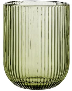 Baroni Home Set de 6 Verres en Verre Colorés et Décorés avec Rayures en Relief de 30 CL, Verres Élégants Lavables au Lave-vaisselle, 8x8x10 cm, Vert
