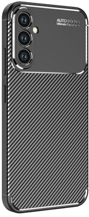 LBH Handyhülle Carbon Look für Samsung Galaxy A34 5G Schutzhülle Karbon Handy Case Slim Cover Bumper Schutz Hülle Kratzfest Stoßfest rutschfest FusionGuard Pro Schwarz