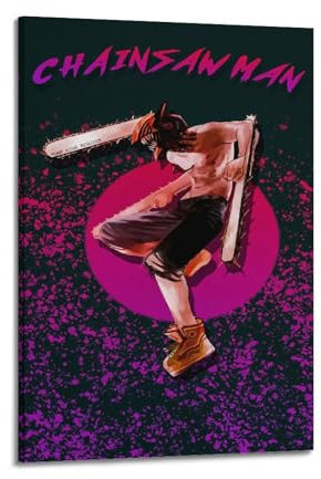 ZHAOART Chainsaw Man Poster Anime Poster for Room Aesthetic Decorative Painting Canvas Wall Art Dorm Office Decor Gift 08x12inch(20x30cm) Frame-style