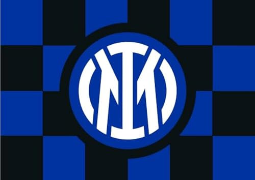 Bandiera Inter Modello 2025 a scacchi - Dimensione grande 100x140 cm. Colore Nero Azzurro - Prodotto su licenza ufficiale del club + portachiave squadra calcio