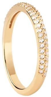 Skcess 14K Gelbgold Damen Ringe Weiß Moissanite Ring Damen, Eingelegte Steine Ring Frauen Größe 54 (17.2)