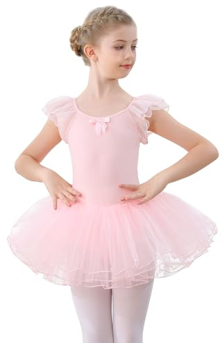FONLAM Vestito Body Danza Balletto per Bambina Ragazza Tutu Ballerina Danza Classica Bambina (Rosa, 3-4 Anni)