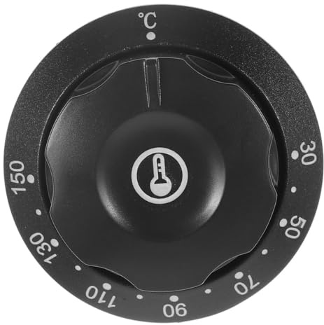 Temperaturreglerknopf für Backofen als Ersatz, Präzise Einstellung, Schwarz | Kunststoff, 6mm Montageöffnung, 30 bis 150 °c Bereich, für Küche und Reparatur