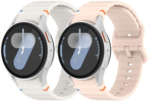 BDIG 2 Piezas Correa Compatible con Samsung Galaxy 7 6 5 4 40mm 44mm/FE 40mm/6/4 Classic 47mm 43mm 46mm 42mm/Watch 5 Pro 45mm,20mm Silicona Correa Reloj de Repuesto para Hombres y Mujeres