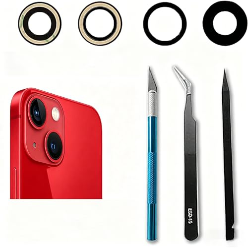2 Stück Ersatz‑Rückkamera‑Objektiv für iPhone 13/13 Mini, Reparaturset | Passgenaue Ersatz‑Glaslinse für die Rückkamera, zum Austausch beschädigter Objektivgläser, inklusive praktischem Werkzeugset.
