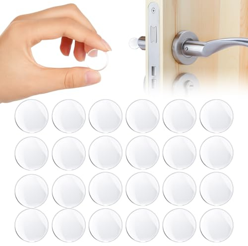 Vicloon Gommini Trasparenti, 24 Pezzi Ammortizzatore di Colpi Trasparente, 20x5mm Gommini Silicone Trasparente Paracolpi, Rotondi Gommino Adesivi per Porte, Mobili, Pareti, Cassetti, Armadiett, Sedie