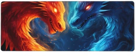 Abstract Fire Dragon Mouse Pad Large 80x30cm Galaxy Long Gaming Mouse Mat with Non-Slip Rubber Base Desk Mat for Office and Home Use