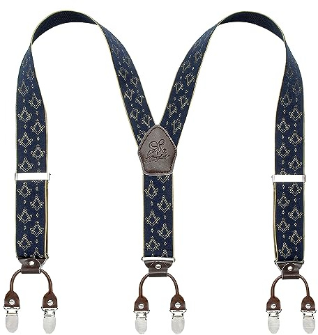 KANGDAI Rindsleder Hosenträger für Herren Breit Y Style 3.5 CM Mit Sehr 6 Starke Metall Clip Durable Elastic Verstellbare Hosenträger Geschenkbox für Herren und Damen