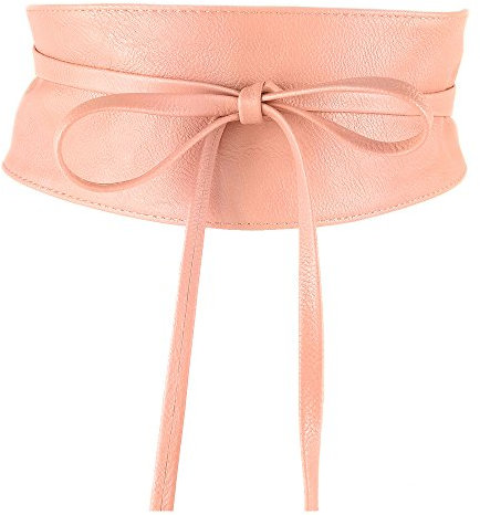 MYB Ceinture écharpe en simili cuir pour femme - modèle obi - taille unique (Rose)