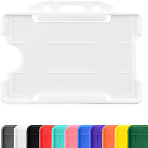 CKB LTD Porta badge in plastica rigida, per formati orizzontale, con lato aperto, Identità ID dimensioni inserto CR80, da 86 mm a 54 mm Pacco da 10 pezzi unità bianco
