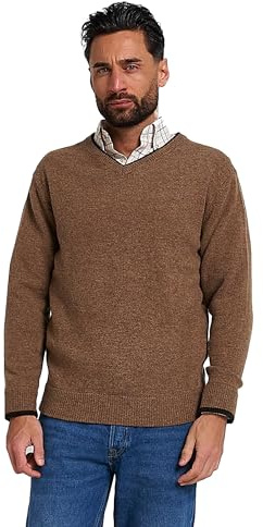 JACK PYKE Ashcombe 100% Lambswool Long Sleeve V-Neck Jumper Pullover