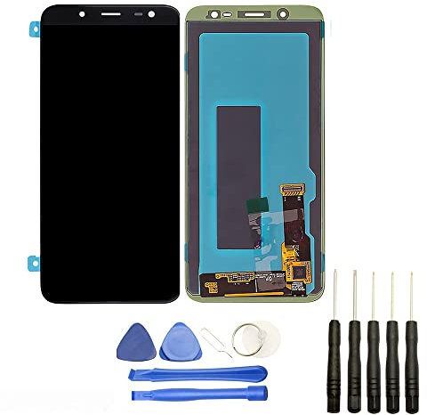 Visiodirect® Ecran Complet: Vitre Tactile + Ecran Compatible avec Samsung Galaxy J6 SM-J600F Noir Taille 5.6 + Kit Outils
