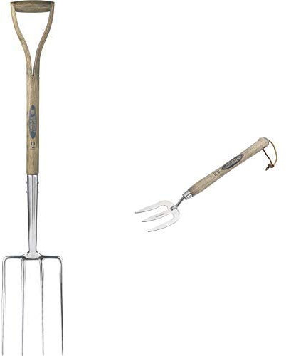 Spear & Jackson 4550DF Traditional Stainless Steel Digging Fork and 5110WF Traditional Stainless Steel, Long Handled Weed Fork, 12-inch