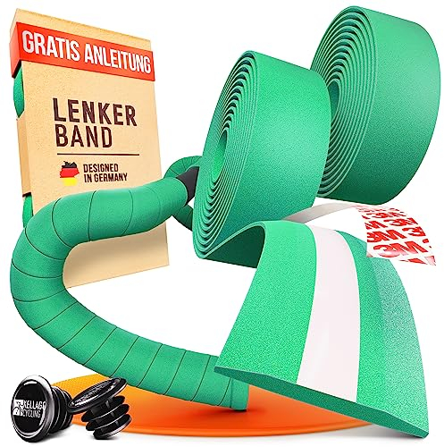 Kellago Lenkerband Rennrad schwarz [ MIT NEUEM 3M KLEBESTREIFEN ] inkl. E-Book & 4x Klebestreifen Rennrad Lenkerband schwarz selbstklebend - Fahrrad Lenkerband - Griffband Rennrad Fahrradlenkerband
