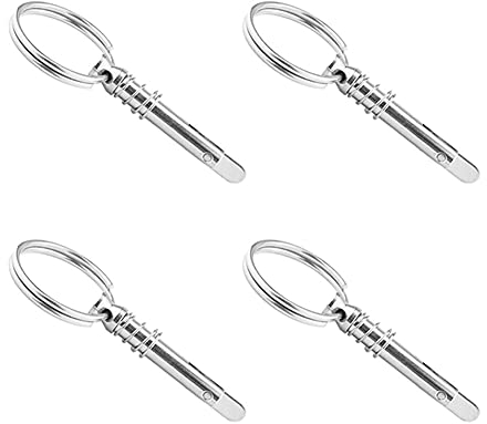 Schnellspannstift, Asudaro 4Stück Federbelastete Schnellspannstifte Bimini Top Pin für Boote 6,3 × 42mm Edelstahl Frühling Marine Sicherheitsnadel Marine Hardware Boot Teile Zubehör,Silber