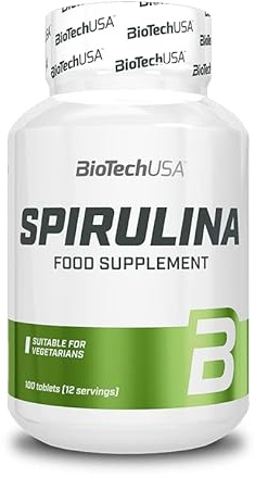 BioTechUSA Spirulina | Spirulina-Algenpulver | Reich an pflanzlichem Eiweiß | Vegan | Geeignet für verschiedene Diäten | 100 Tabletten