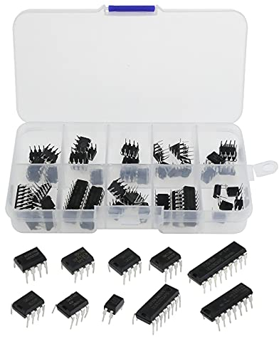 ECSiNG 50 Pezzi 10 Tipi Di Kit Di Assortimento Di Chip Per Circuiti Integrati Ingresso Basso Bassa Tensione LM324 LM358 LM386 LM393 UA741 NE5532 NE555 PC817 ULN2003 ULN2803 Per Amplificatore Audio