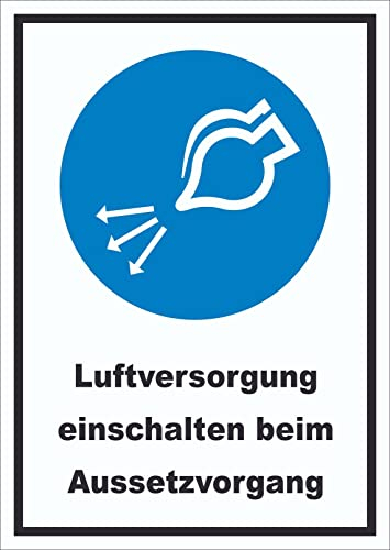 HB-Druck Luftversorgung einschalten beim Aussetzvorgang Schild A0 Rückseite selbstklebend