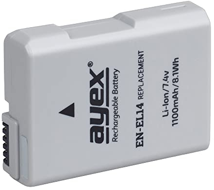 ayex EN-EL14 Batterie Li-Ion compatible avec par exemple Nikon Coolpix P7700, P7100, P7000, D3100, D3200, D5100-100 % compatible