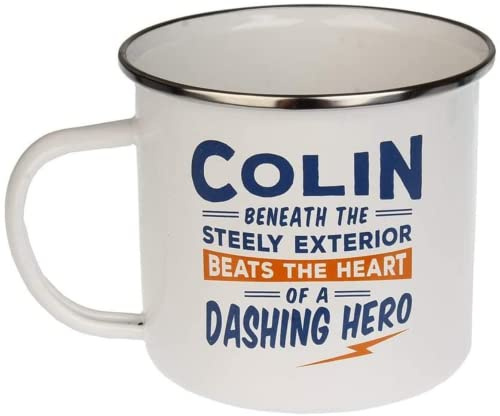 FabFinds Coffee Mug Personalised Enamel Tea Cup (Colin)